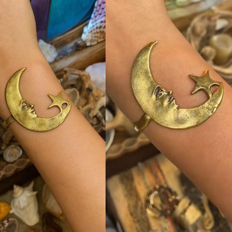 Offenes Armband mit Stern- und Mondmuster