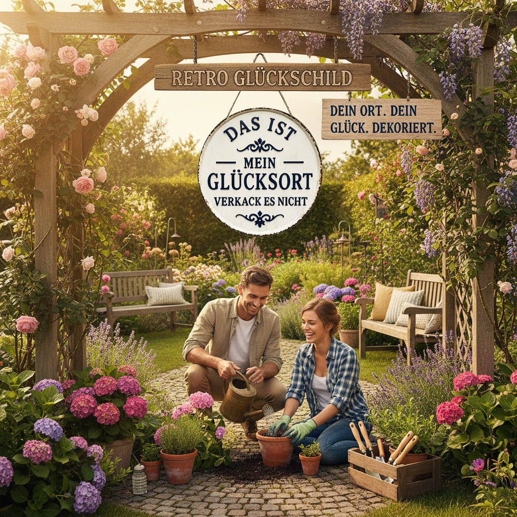 GLÜCKSPLATZ – Vintage-Statement-Metallschild