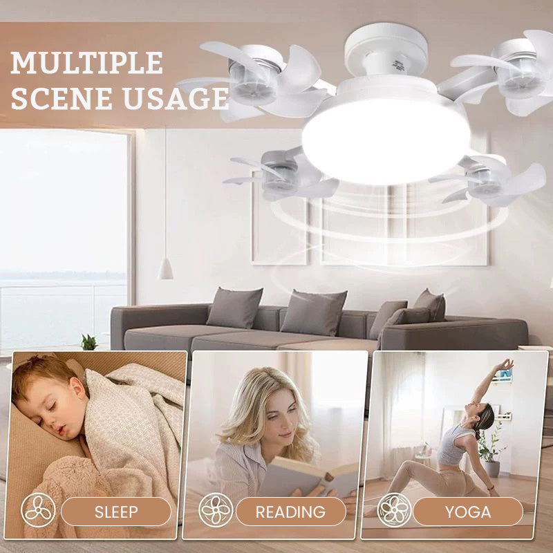 E27 Ventilatorlampe mit Fernbedienung – LED Deckenlampe mit faltbaren Flügeln für kleine Räume