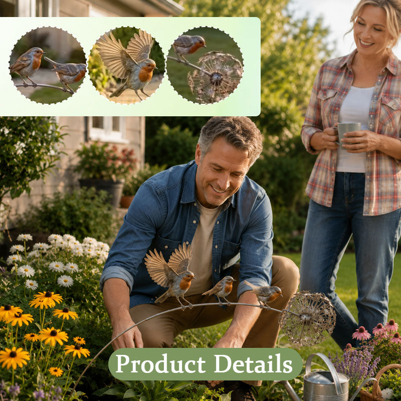 Rotkehlchen Gartenstecker – Bedeutungsvolle Gartendeko mit Vögeln für Beet, Terrasse & Erinnerungsecken