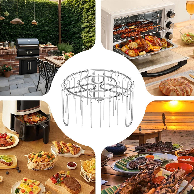 🔥 Vertikaler Spießhalter für Heißluftfritteuse – Edelstahl-Kebabhalter für Airfryer, Ofen, Gemüse & Fleischspieße 🍢