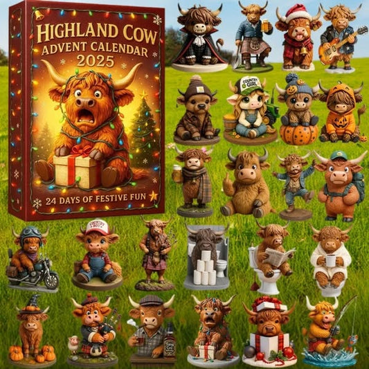 🐮Highland Cow Adventskalender 2025🎄✨ - 3D handgefertigte Highland Cow Puppe (24 Stück)