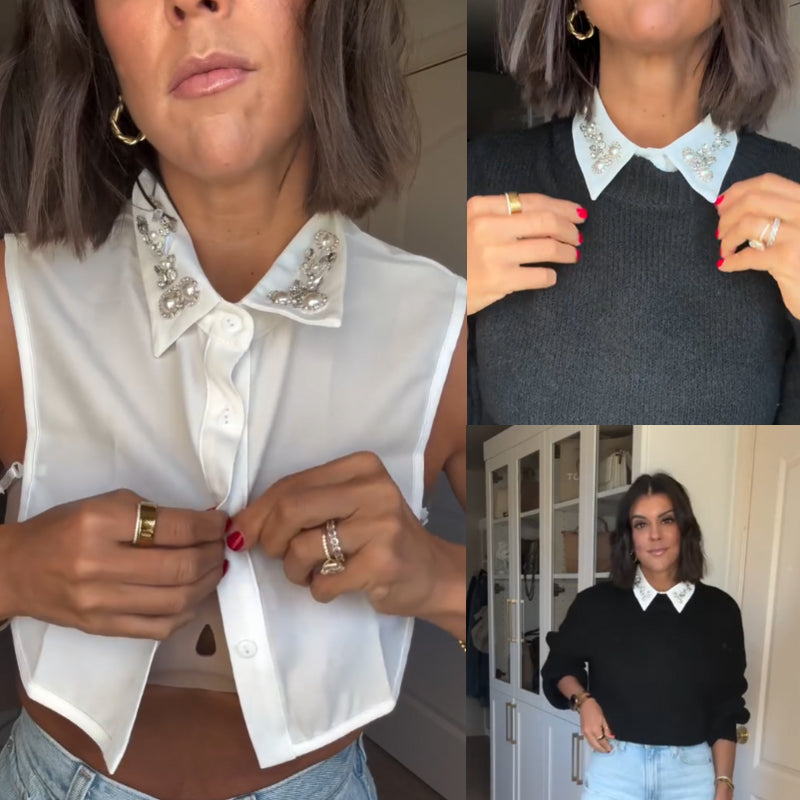 Diamant- und Perlen-Imitat-Halsband
