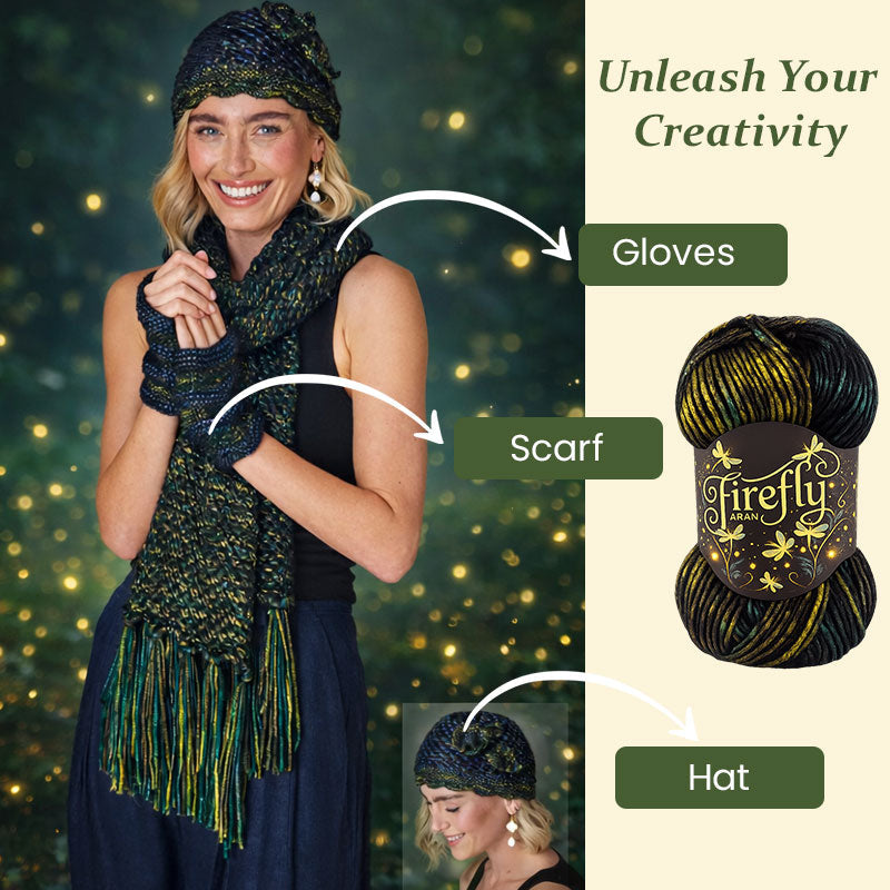 „Firefly“ – Schimmerndes Garn mit irisierendem Glanz: Ein Hauch von Magie in jeder Masche