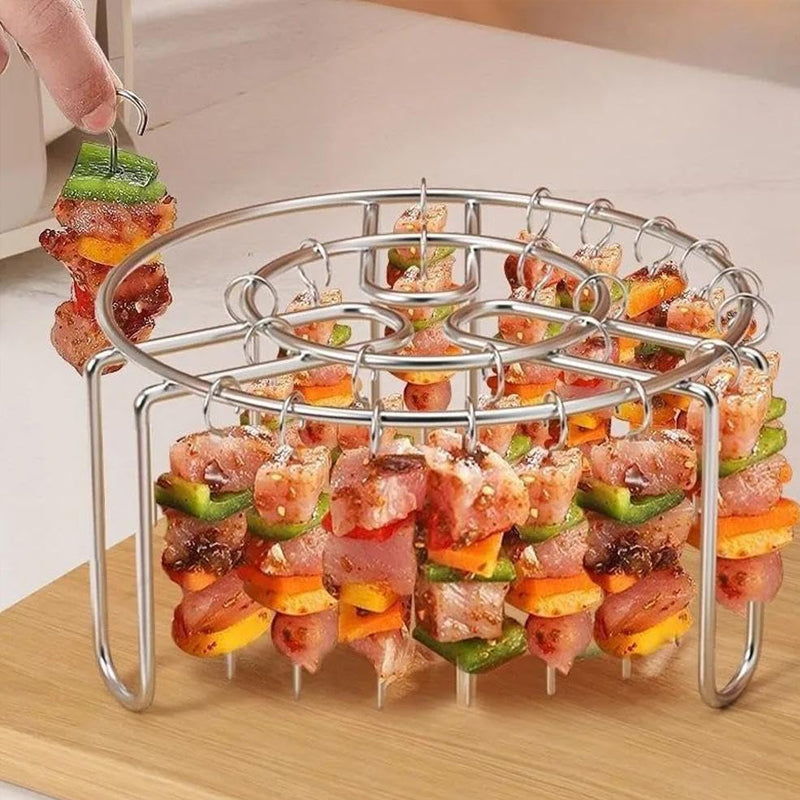 🔥 Vertikaler Spießhalter für Heißluftfritteuse – Edelstahl-Kebabhalter für Airfryer, Ofen, Gemüse & Fleischspieße 🍢