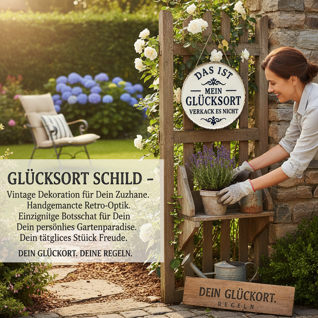 GLÜCKSPLATZ – Vintage-Statement-Metallschild
