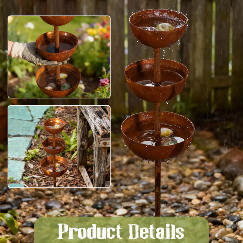🌧️ Regenwassersammler – Pflanzenstütze 🐦 Metallene Gartendekoration