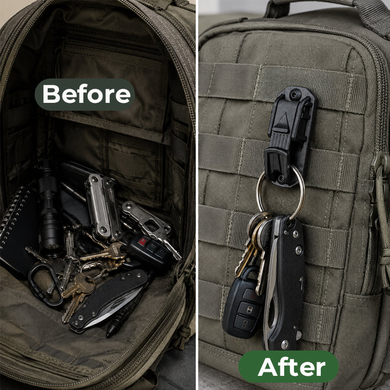 Taktischer Schlüsselanhänger mit Schnellverschluss – EDC Schlüsselclip für Rucksack, Gürtel, Outdoor & Alltag