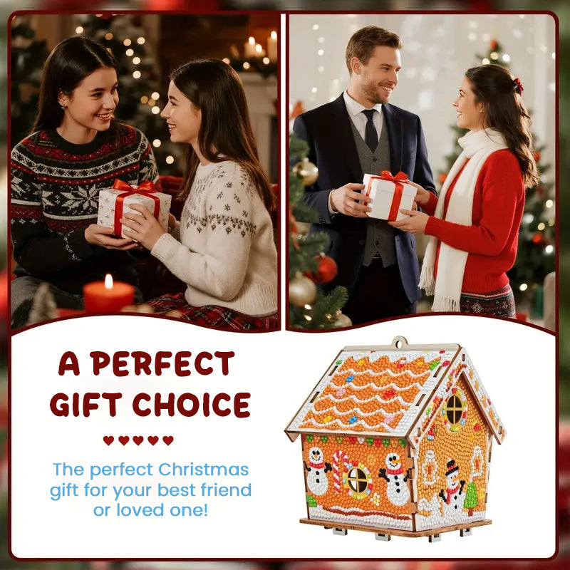 Lebkuchen-Schneemannhaus-Diamantmalerei