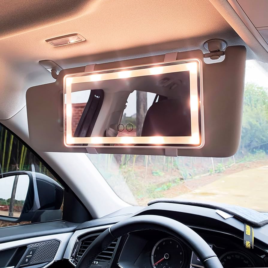 Kosmetikspiegel für die Sonnenblende im Auto (3 Lichtmodi）