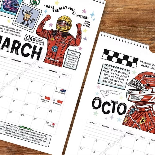 🏎️📅 F1-Sammelalbum-Rennkalender 2026 – Der ultimative Wandkalender für Rennsportfans