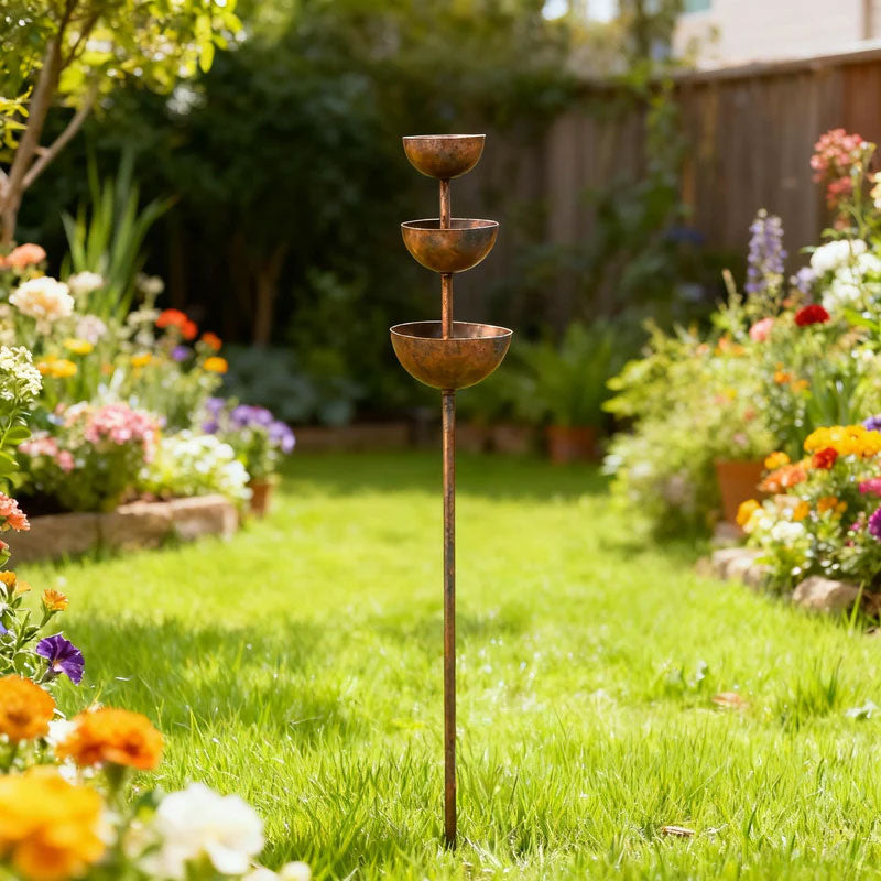 🌧️ Regenwassersammler – Pflanzenstütze 🐦 Metallene Gartendekoration