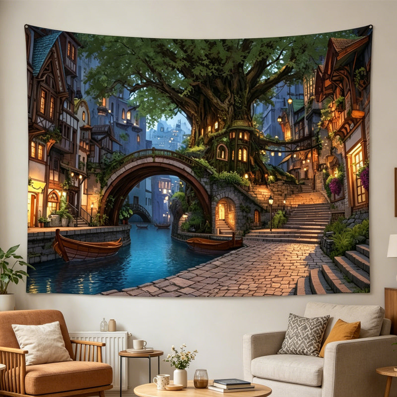 Hintergrundbanner „Magischer Wald“ mit Blumen und Schmetterlingen
