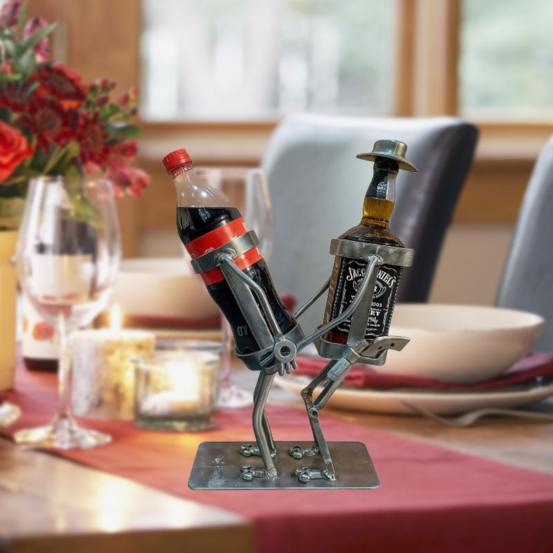 🥂 Tanzender Duo-Flaschenhalter aus Metall