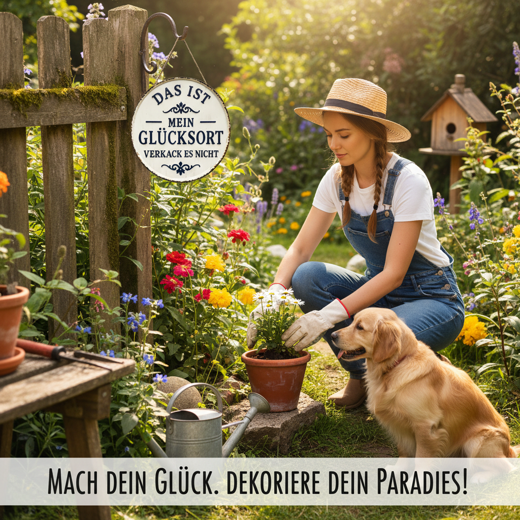 GLÜCKSPLATZ – Vintage-Statement-Metallschild