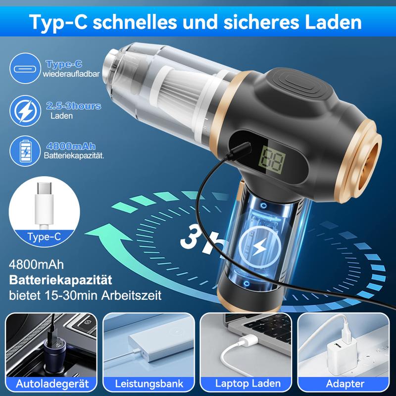 Cordless 4-in-1 Handheld Vacuum & Air Blower – Portable Rechargeable Cleaning Tool