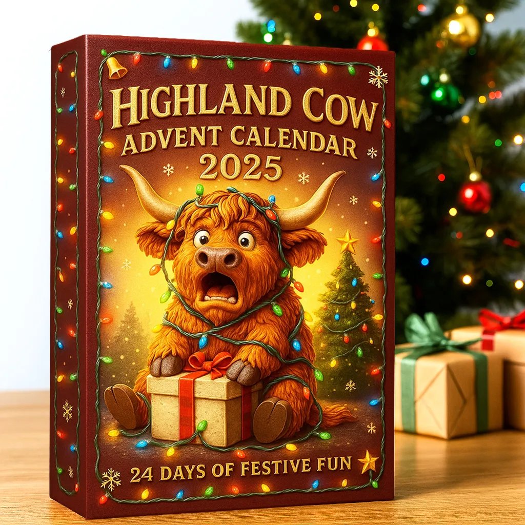 🐮Highland Cow Adventskalender 2025🎄✨ - 3D handgefertigte Highland Cow Puppe (24 Stück)