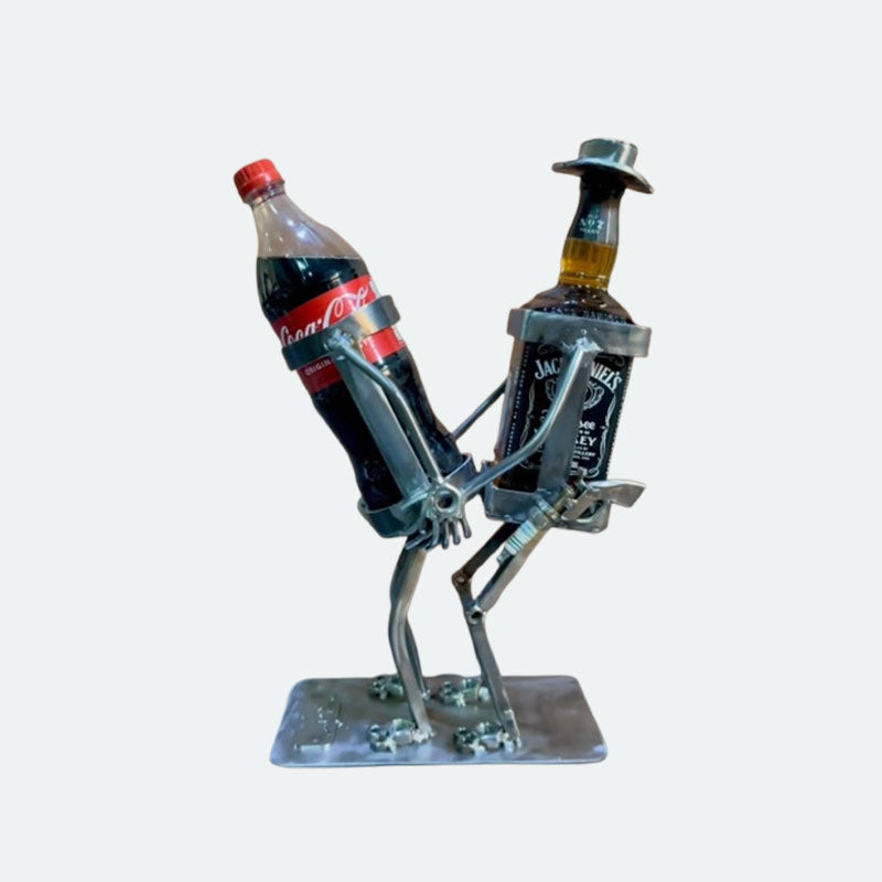 🥂 Tanzender Duo-Flaschenhalter aus Metall
