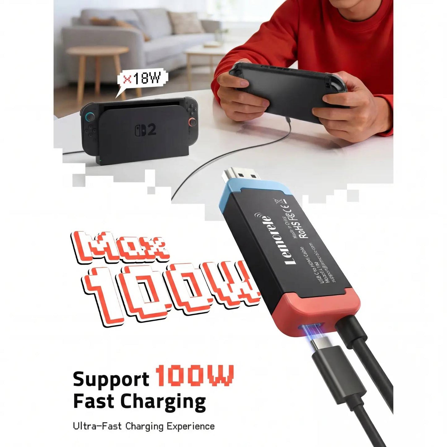 USB-C auf HDMI Gaming Adapter – Kompakte Dock-Alternative für Handheld-Konsole, TV, Monitor & Projektor