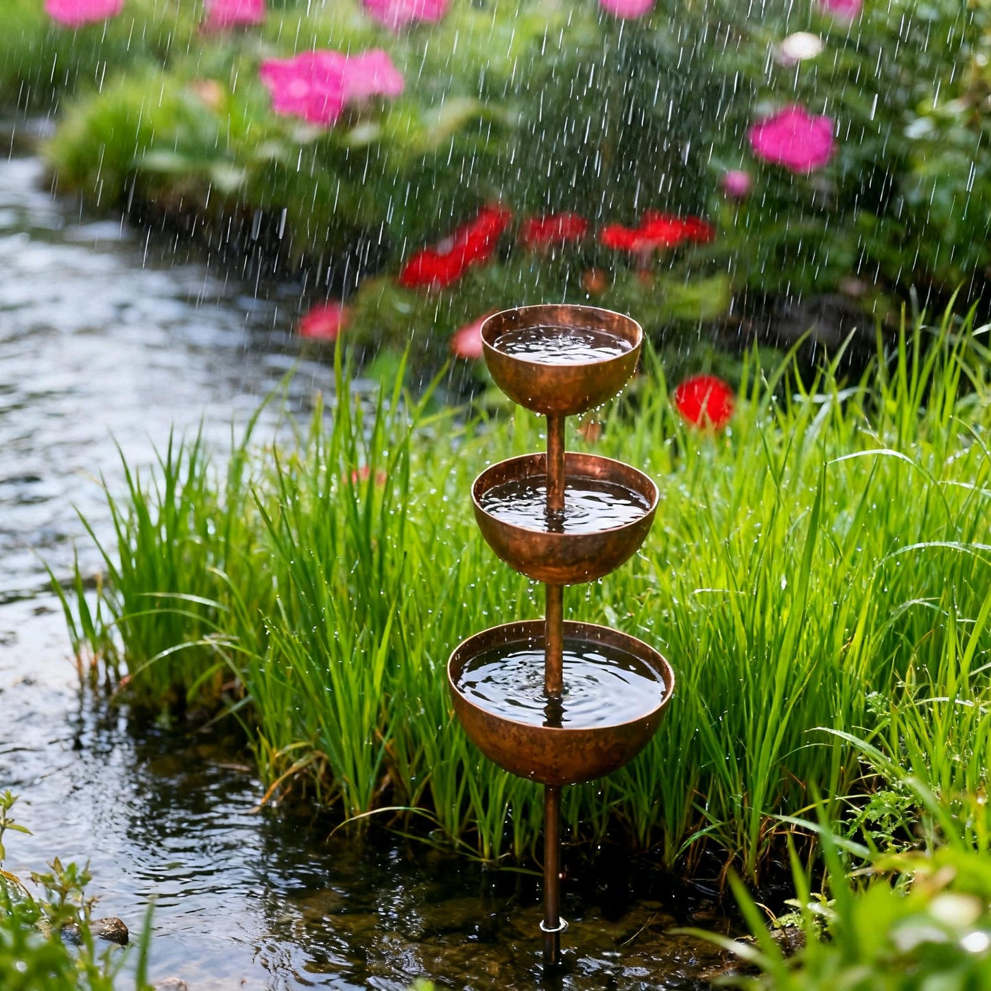 🌧️ Regenwassersammler – Pflanzenstütze 🐦 Metallene Gartendekoration