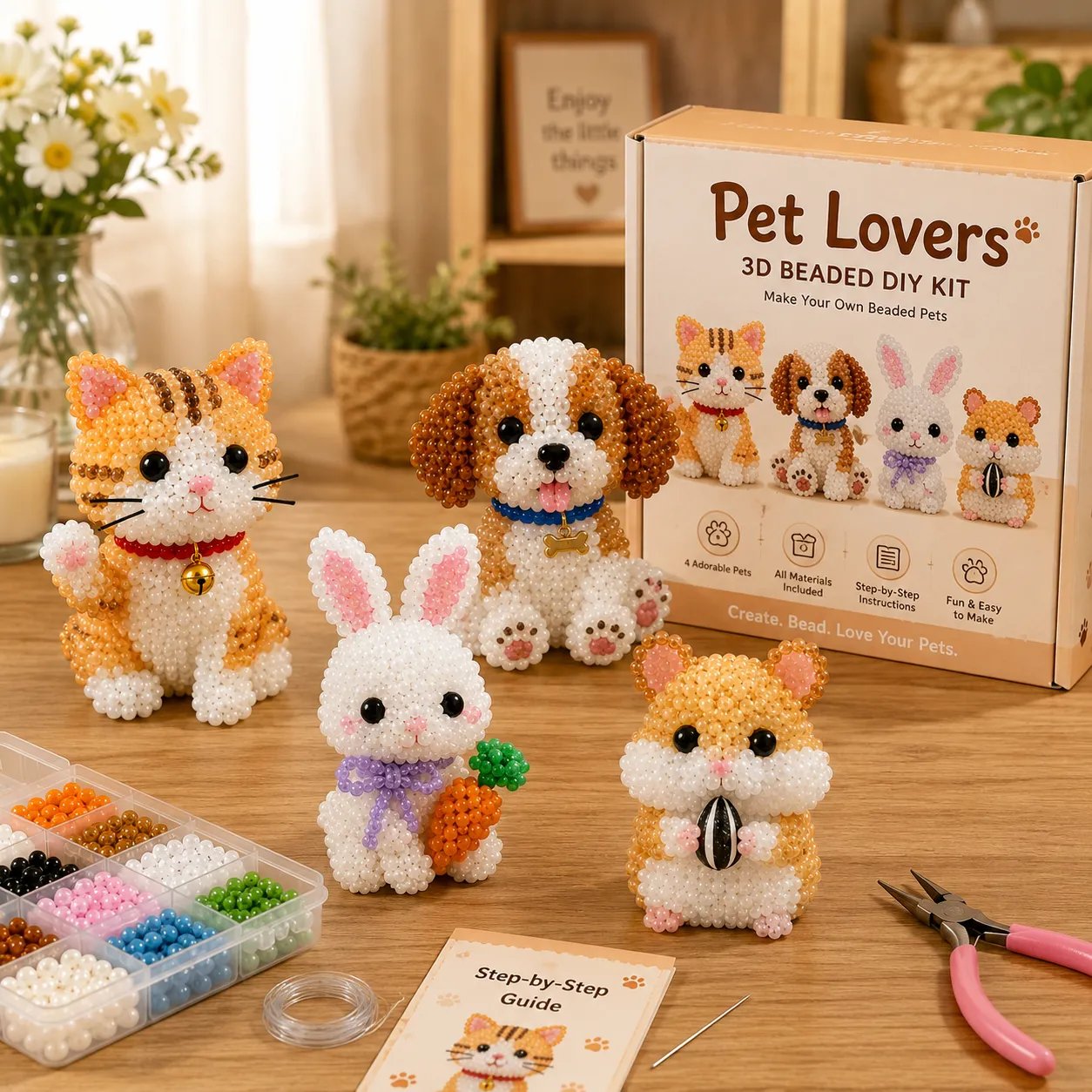 🧵✨ 3D Perlen Tier DIY Bastelset – Kreatives Geschenk zum Selbermachen