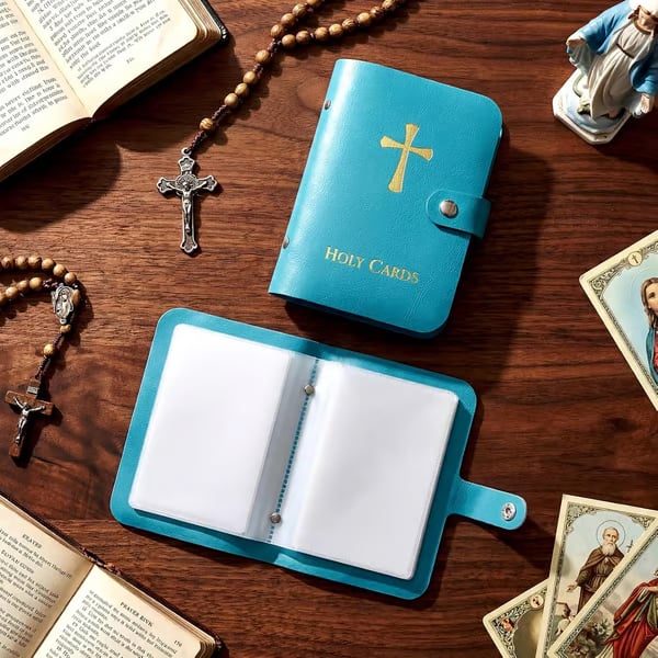 ✝️ Katholischer Kartenhalter aus Leder