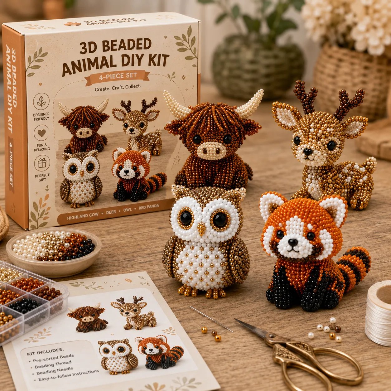 🧵✨ 3D Perlen Tier DIY Bastelset – Kreatives Geschenk zum Selbermachen