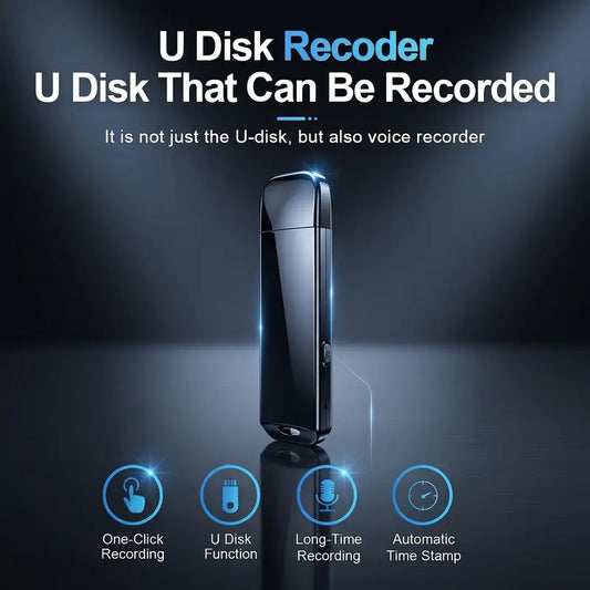 USB-Sprachrekorder mit USB-Stick-Funktion – Kompaktes Aufnahmegerät für Meetings, Vorlesungen, Interviews & Sprachmemos