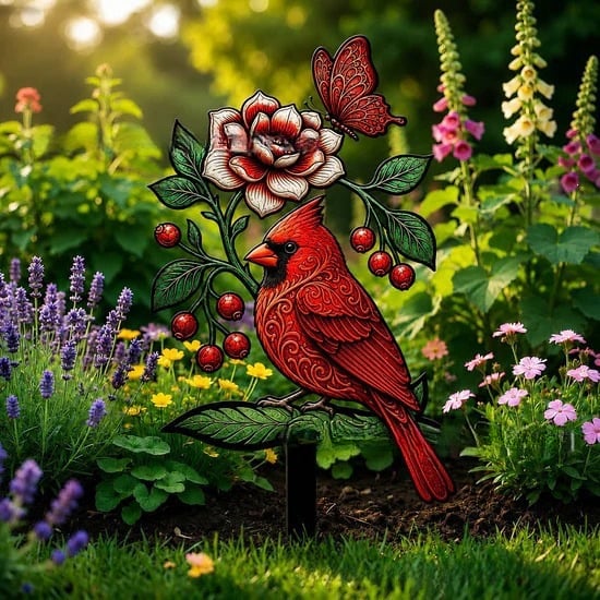 🐦Kardinal Gedenkstecker – Liebevolle Erinnerung für Garten & Grabstätte