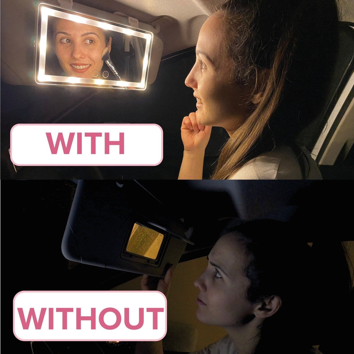 Kosmetikspiegel für die Sonnenblende im Auto (3 Lichtmodi）