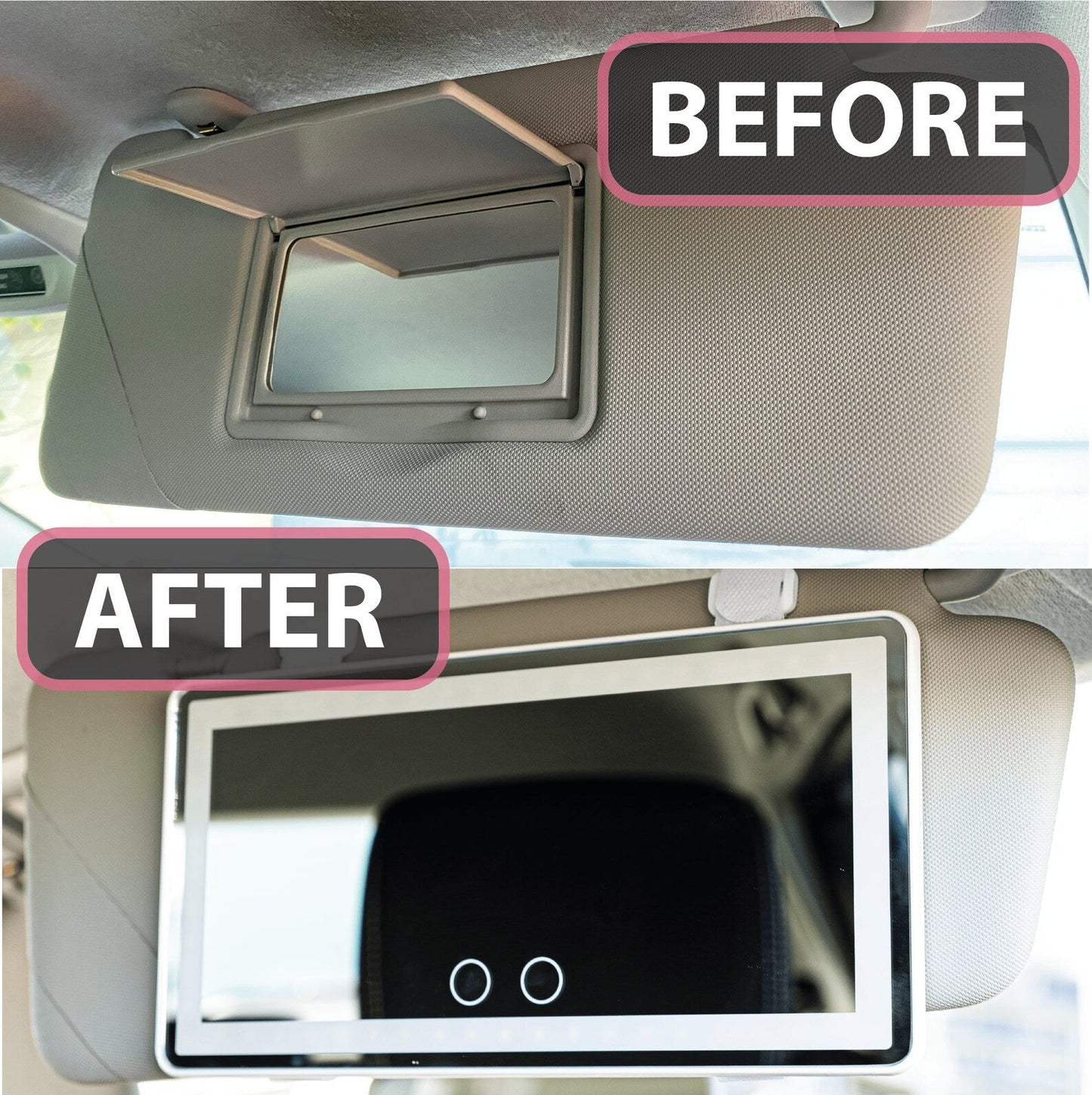 Kosmetikspiegel für die Sonnenblende im Auto (3 Lichtmodi）