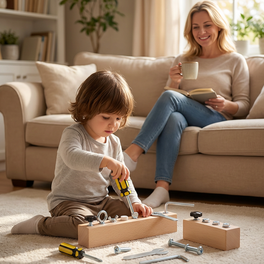 Montessori Schraubbrett aus Buchenholz – Feinmotorik Lernspielzeug