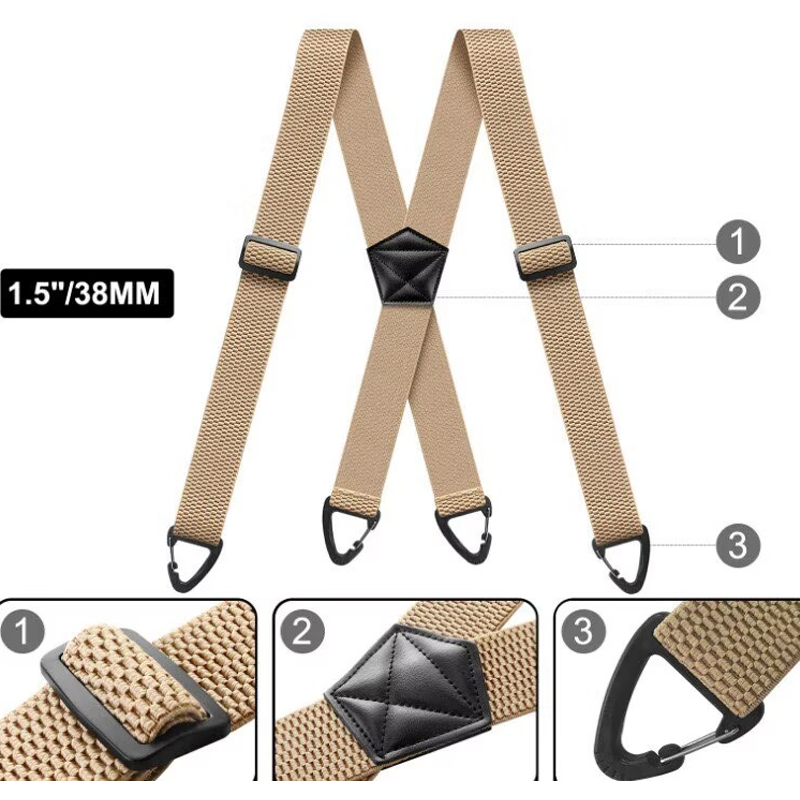👔 Herren-Hosenträger mit X-förmigem Rückenteil und robusten Hakenclips – breit, verstellbar und strapazierfähig für Beruf und Freizeit 🎩