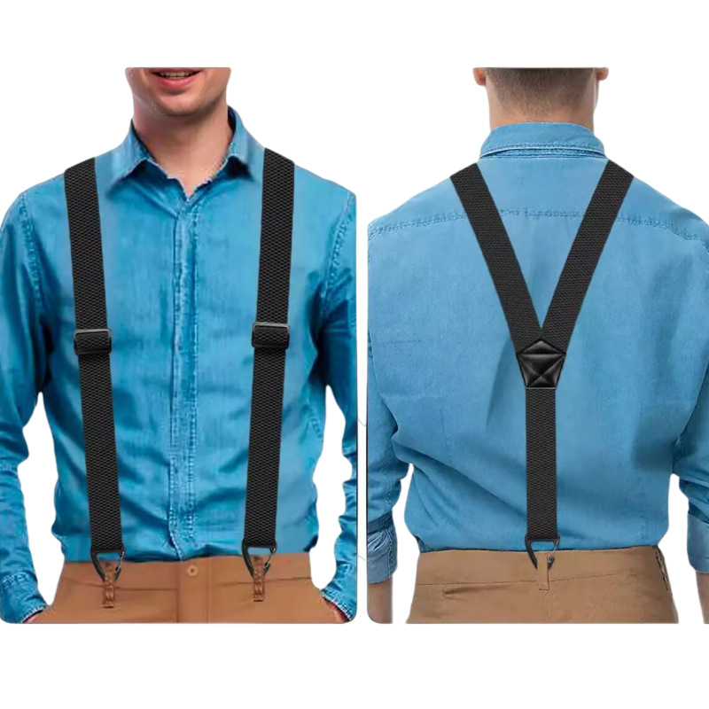 👔 Herren-Hosenträger mit X-förmigem Rückenteil und robusten Hakenclips – breit, verstellbar und strapazierfähig für Beruf und Freizeit 🎩