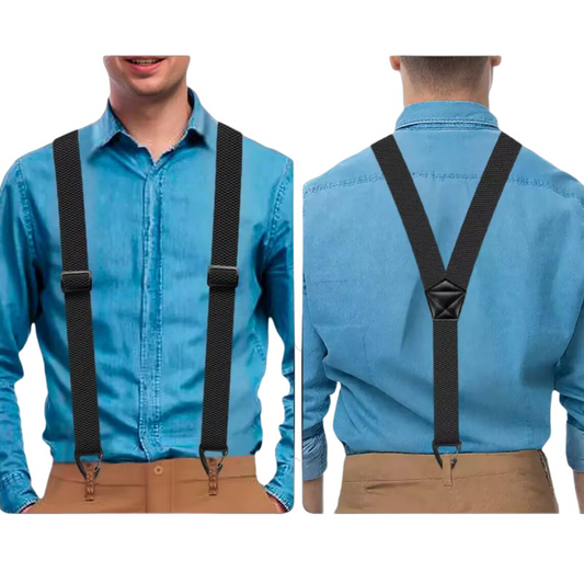 👔 Herren-Hosenträger mit X-förmigem Rückenteil und robusten Hakenclips – breit, verstellbar und strapazierfähig für Beruf und Freizeit 🎩