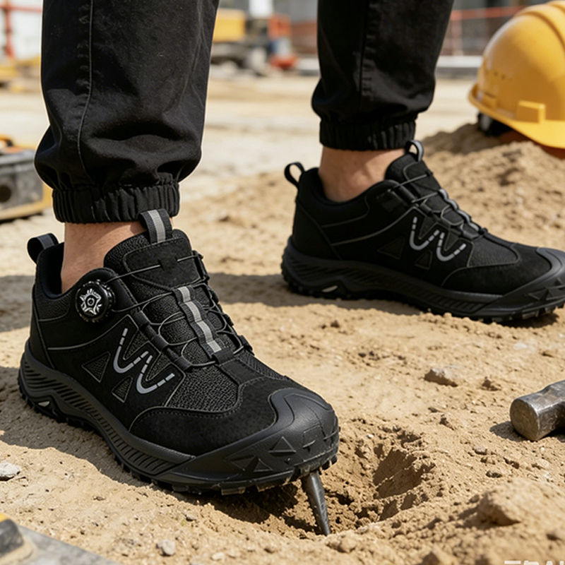 Herren-Arbeitsschuhe mit Stahlkappe – Drehverschluss, durchtritthemmende Zwischensohle & rutschhemmende Gummisohle